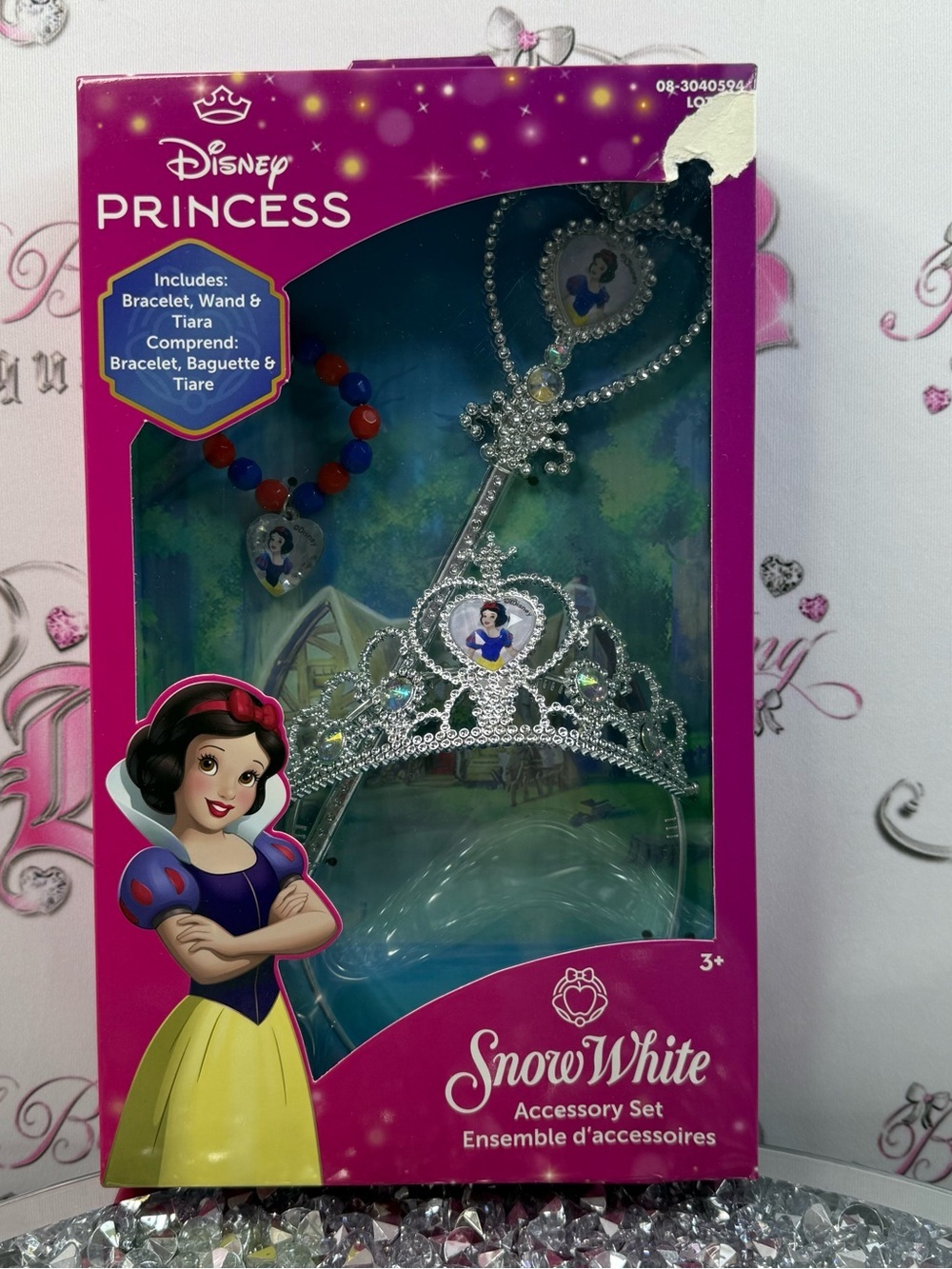 Disney Princess tiara crown hair Snow White Accessory Set - Purple/Pink wand